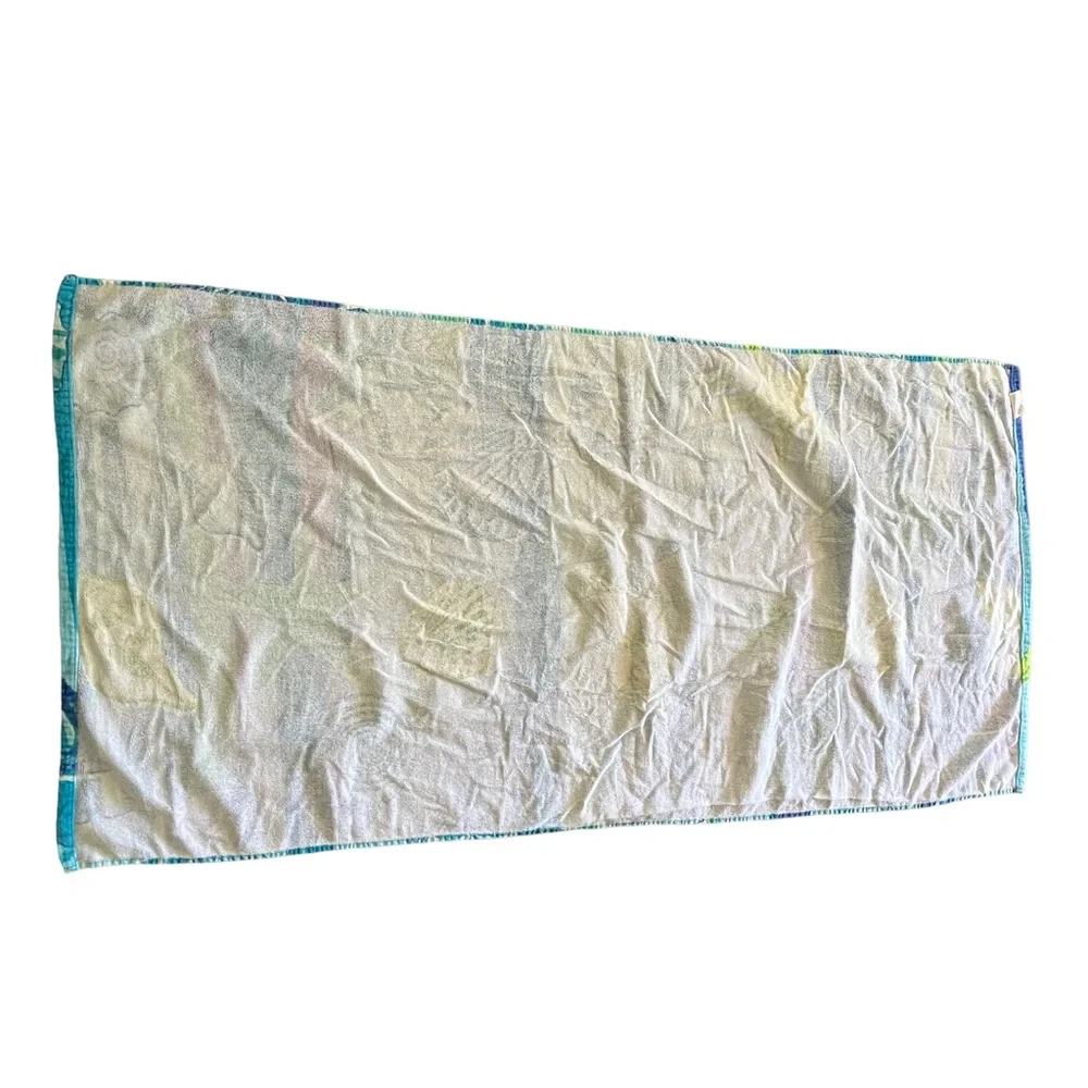 Sea Shell Blue Velour Terry Cloth Beach Bath Towel
